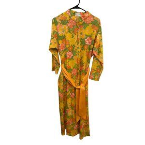 Vintage At Home Wear Van Raalte Sash Belt Floral Maxi Dress Size Medium Boho